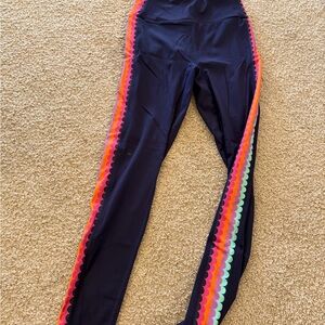 Stylish Navy Leggings with Colorful Trim